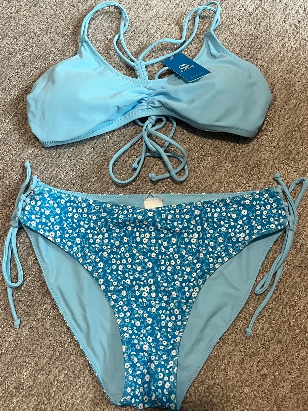 2 Piece Bikini Set Back Braided Straps with Reversible Bottom 1401/bb7-1